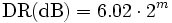 \mathrm{DR (dB)} = 6.02 \cdot 2^m